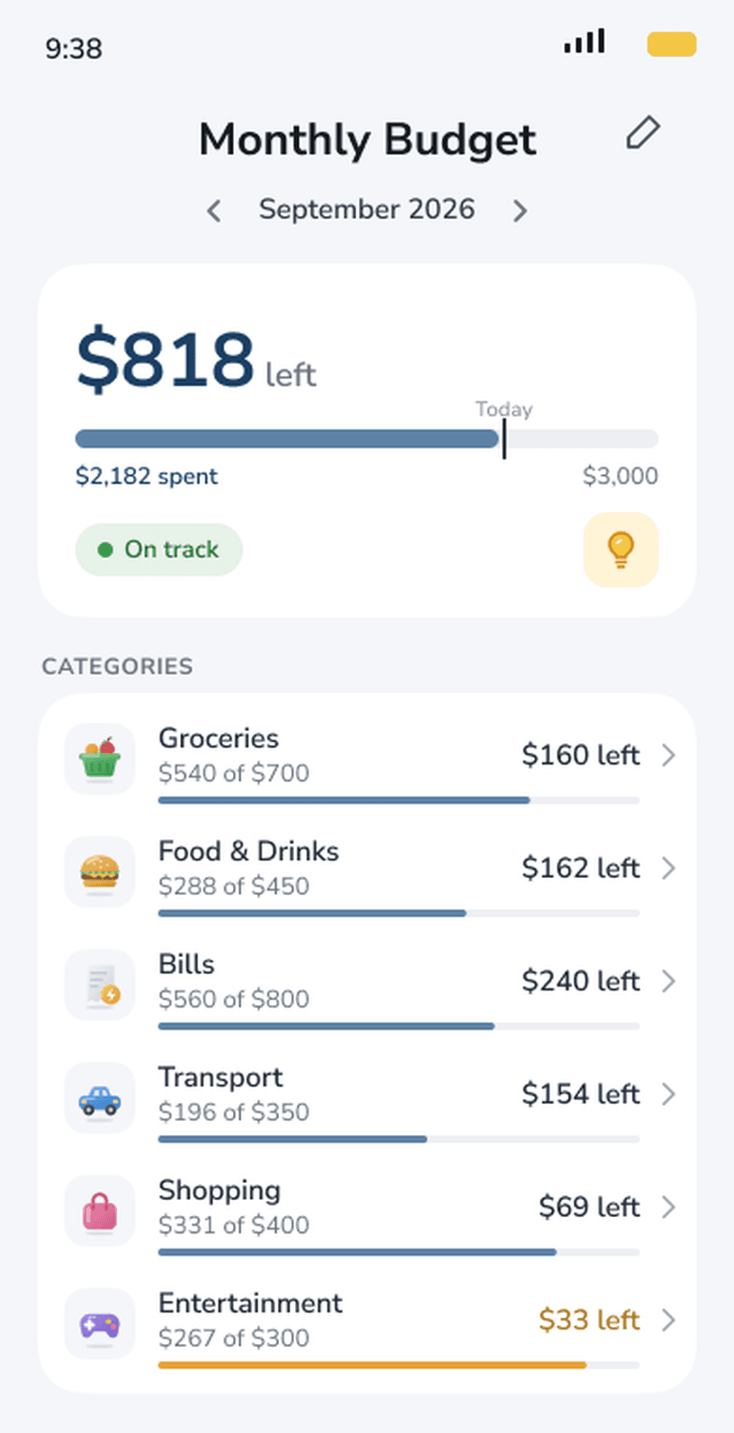 X-Money: Keep each month on track